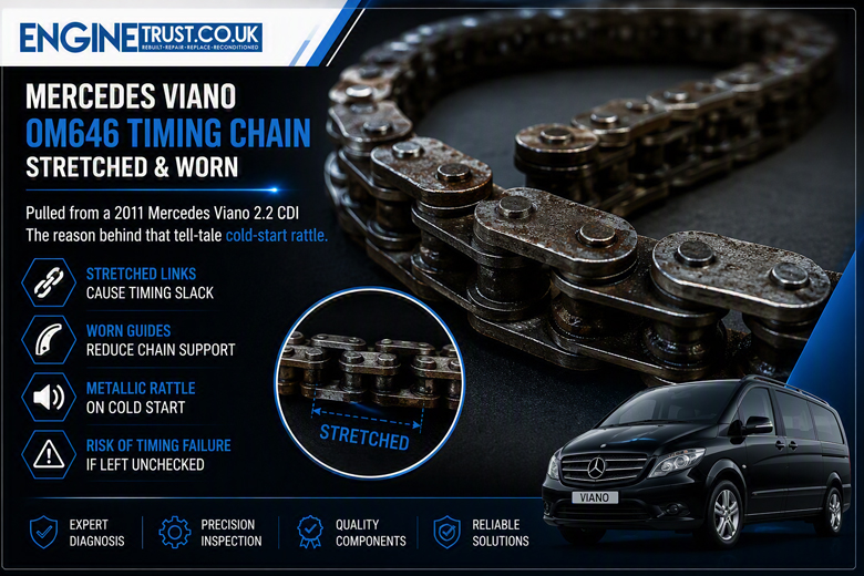 compare engine prices UK — OM646 timing chain wear on a Mercedes Viano 2.2 CDI